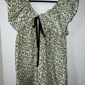 Floral Green and White Womens dress